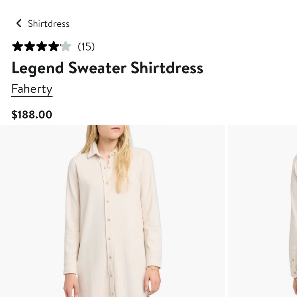 Faherty Beige Sweater Shirtdress